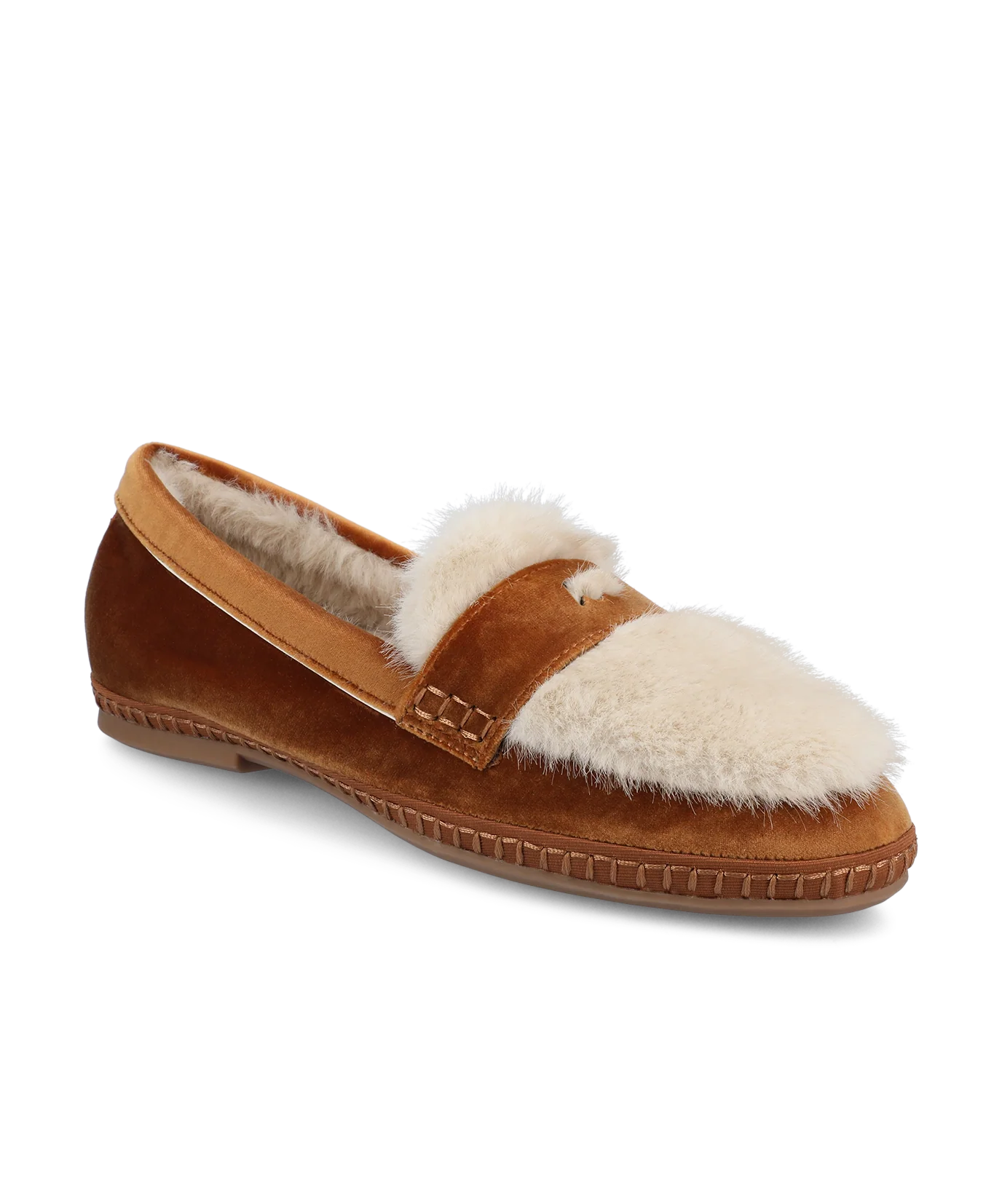 The Heron Loafer Cozy - Tan Velvet Faux Fur